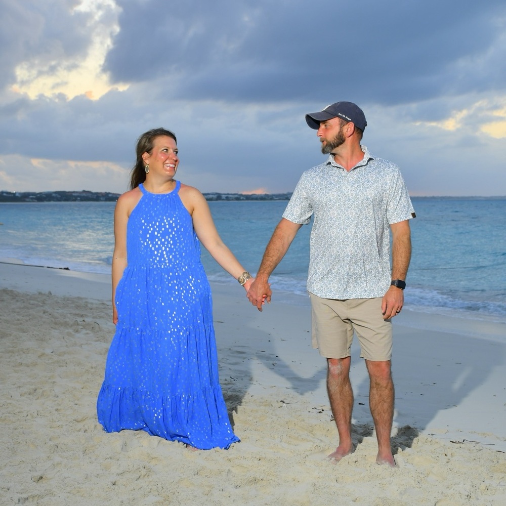 Blue and gold high neck maxi Dress.